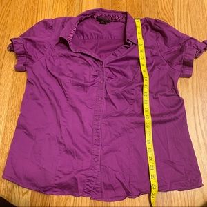 Lane Bryant Purple Short Sleeve Button Front Shirt Top Women’s Size 18